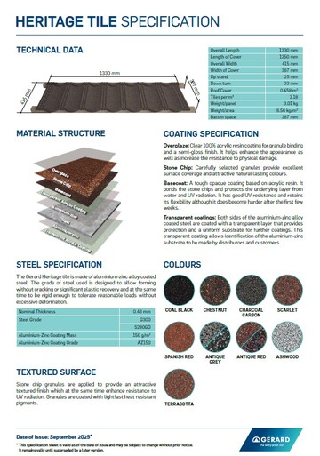 Heritage Tile Specification (PDF)