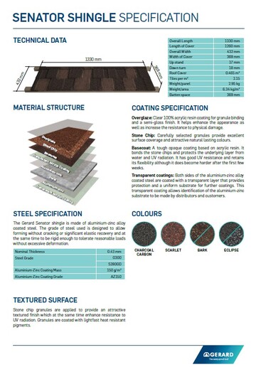 Senator Shingle Specification (PDF)