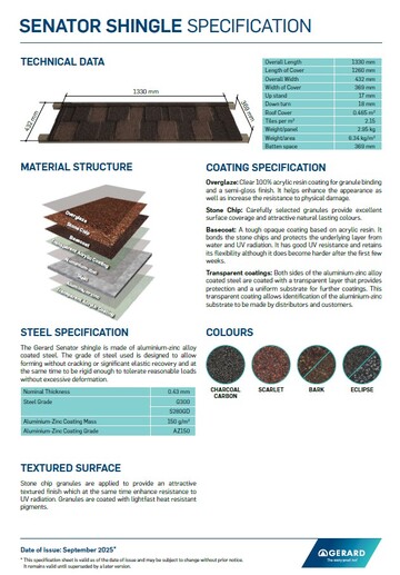Senator Shingle Specification (PDF)